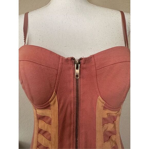 Haute Monde Coral Orange Zip Up Bustier Dress Medium - Picture 4 of 9